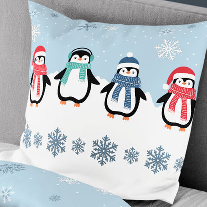 Bettwäsche Bierbaum Biber 4115-20 Pinguine Schneeflocken Blau 135x200