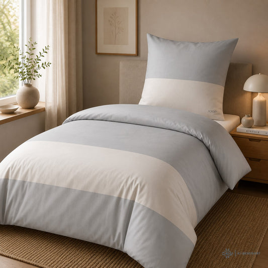 JOOP! Comfort Satin Bettwäsche Split 4118-9 stone Streifen 135x200