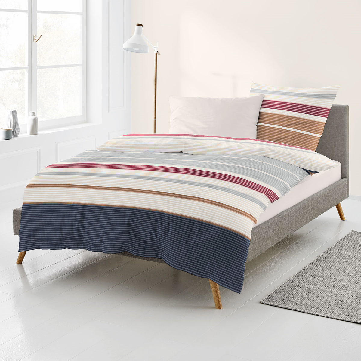 Bettwäsche Bierbaum Biber 4122-20 Jeans Streifen 135x200