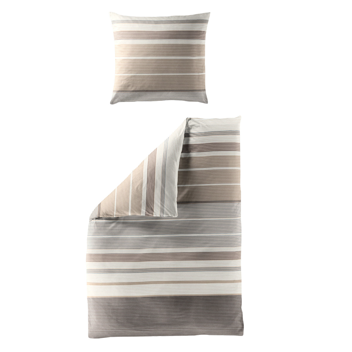Bettwäsche Bierbaum Biber 4122-80 braun beige Streifen 135x200