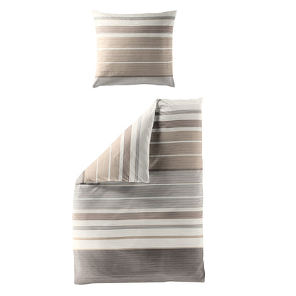 Bettwäsche Bierbaum Biber 4122-80 braun beige Streifen 135x200