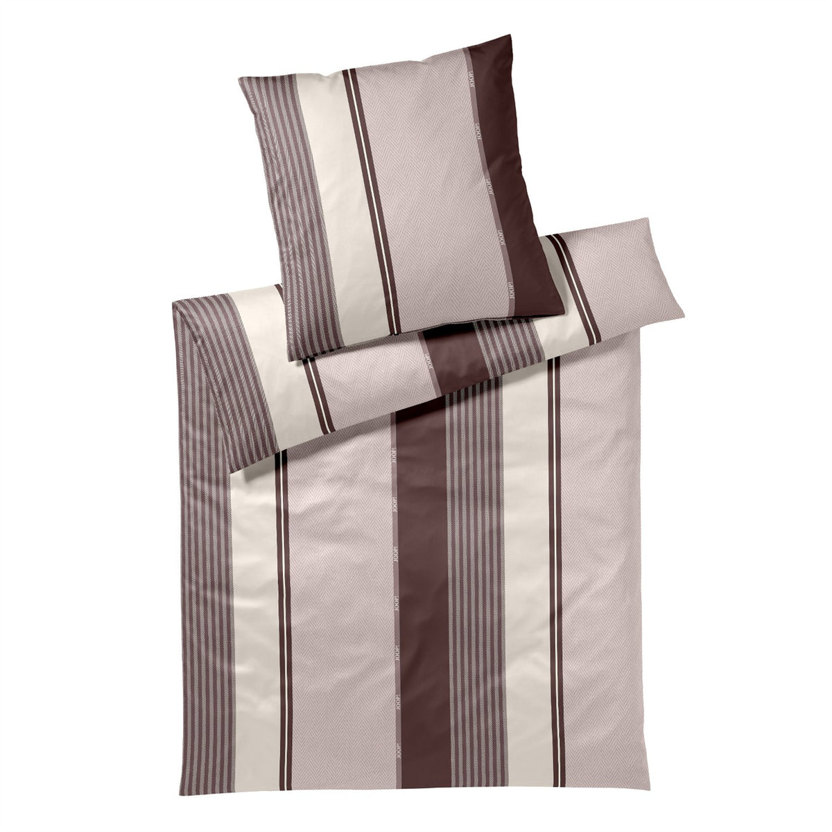Bettwäsche Mako Satin Herringbone Stripes Rosa mit Streifenmuster 135 x 200 cm