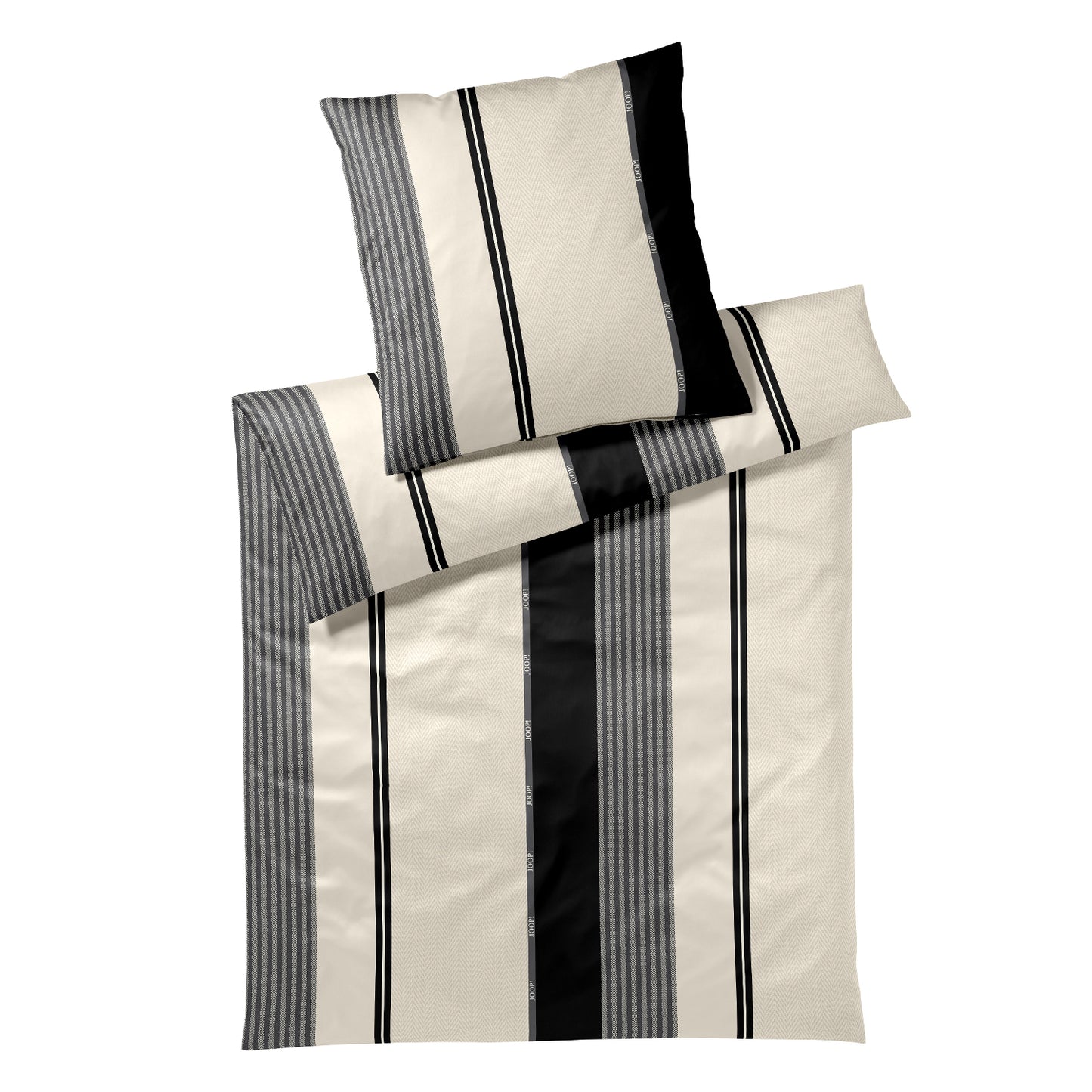 JOOP! Comfort Satin Bettwäsche Streifen 4125-9 Black creme 135x200