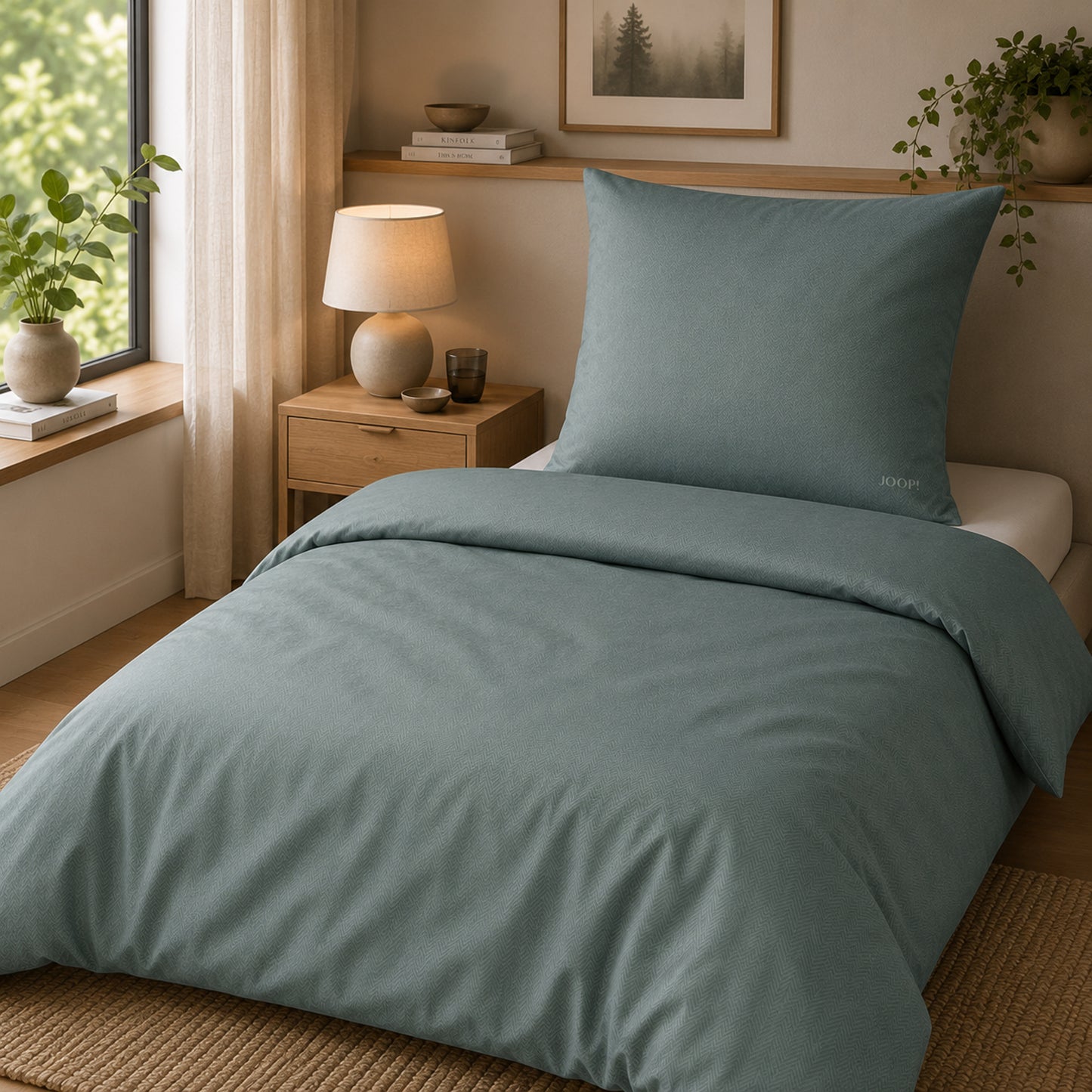 JOOP! Comfort Satin Bettwäsche Uni 4126-4 Emerald salbei grün 135x200