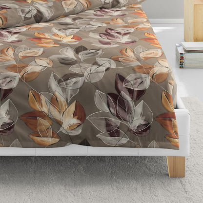 4 tlg. Bettwäsche Bierbaum Biber 4136-81 Blätter nuss caramel 135x200