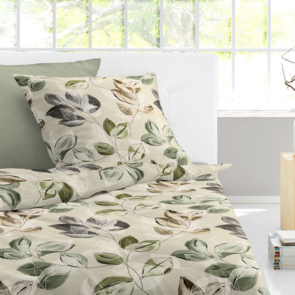 Bettwäsche Bierbaum Biber 4136-80 Blätter natur beige grün 135x200