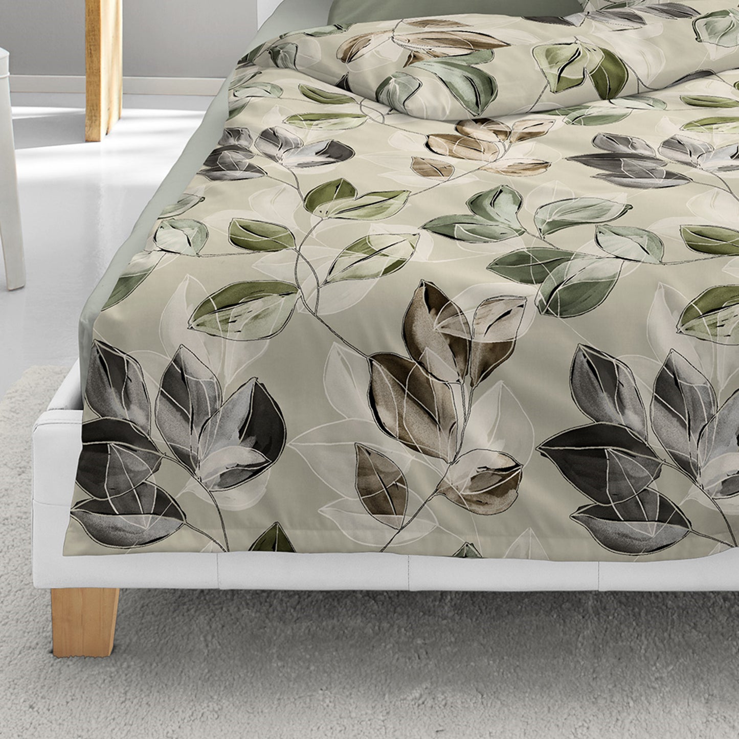 Bettwäsche Bierbaum Biber 4136-80 Blätter natur beige grün 135x200