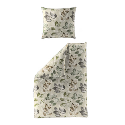 Bettwäsche Bierbaum Biber 4136-80 Blätter natur beige grün 135x200