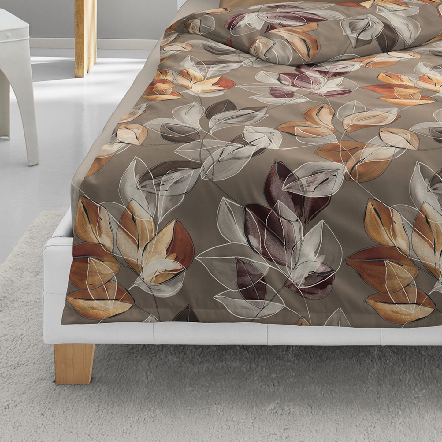 Bettwäsche Bierbaum Biber 4136-81 Blätter nuss caramel orange 135x200