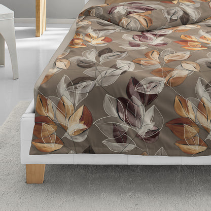 Bettwäsche Bierbaum Biber 4136-81 Blätter nuss caramel orange 135x200