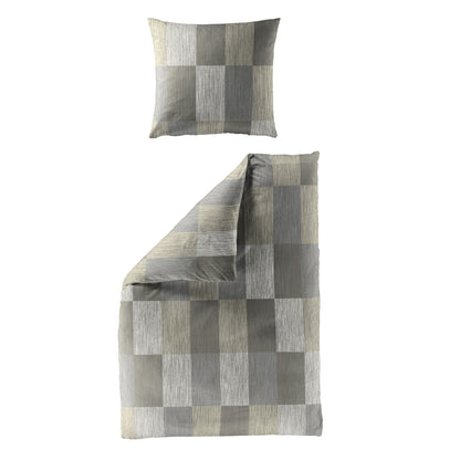 Bettwäsche Bierbaum Mako Satin 4142-81 beige kariert Streifen 135x200
