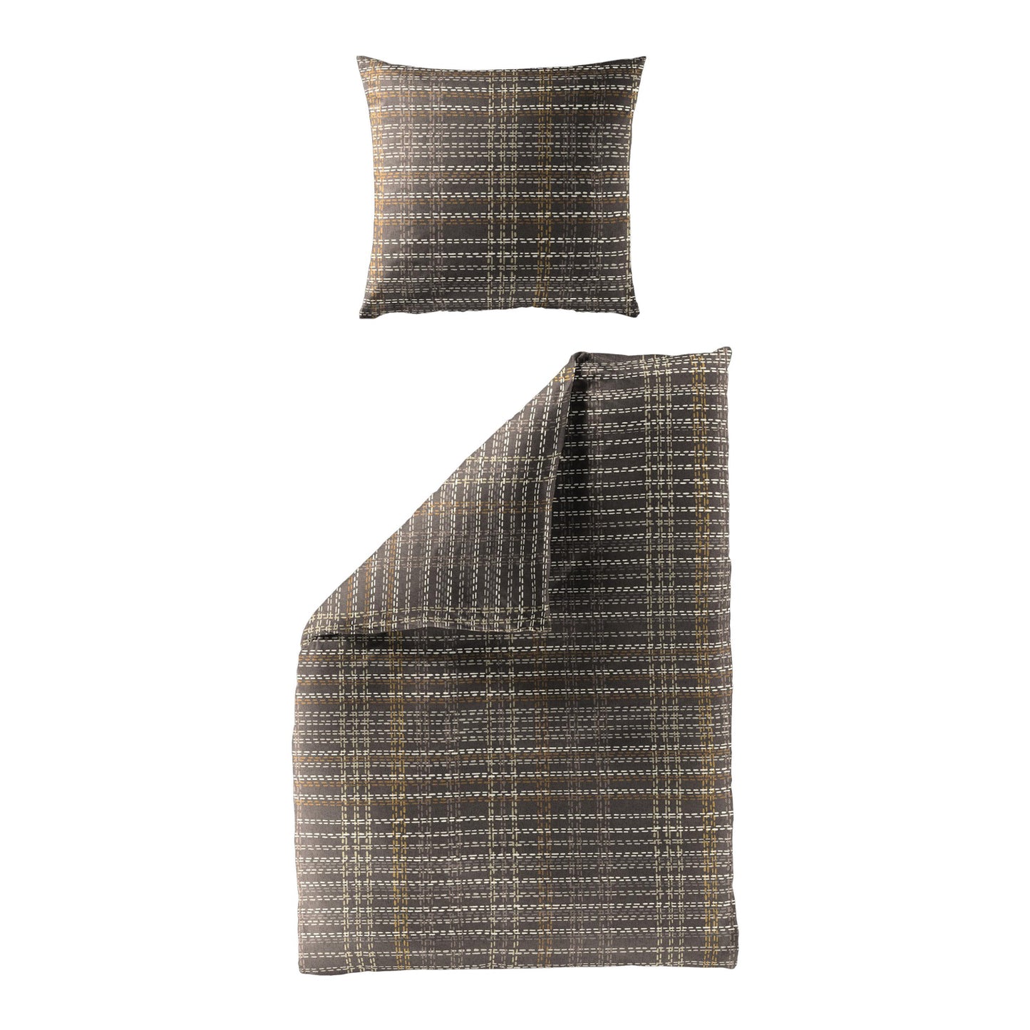 Bettwäsche Bierbaum Biber 4143-80 braun natur kariert 135x200