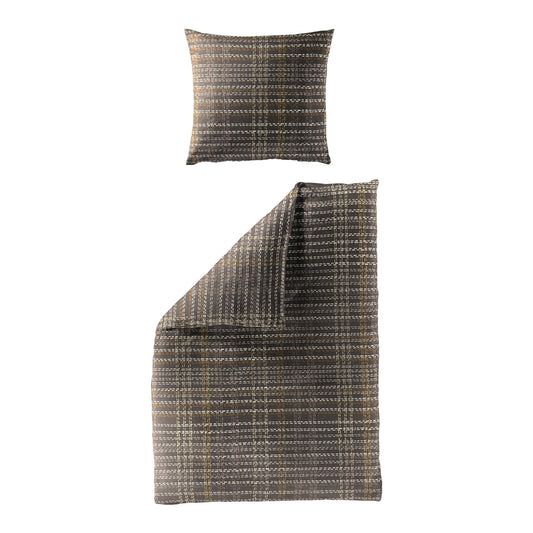 Bettwäsche Bierbaum Biber 4143-80 braun natur kariert 135x200