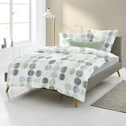 Bettwäsche Bierbaum Biber 4153-30 grün Kreise Dots 135x200