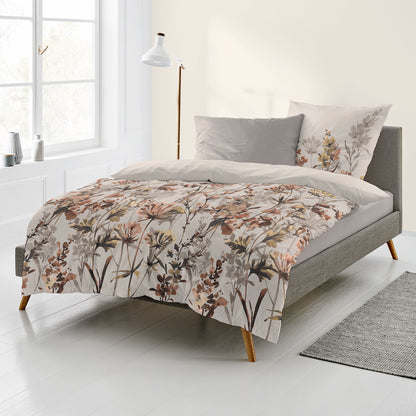 Bettwäsche Bierbaum Biber 4160-80 Kitt beige floral 135x200