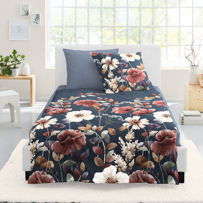 Bettwäsche Bierbaum Biber 4188-20 blau Blumen floral 135x200