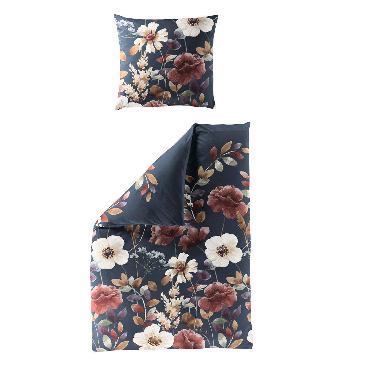 Bettwäsche Bierbaum Biber 4188-20 blau Blumen floral 135x200