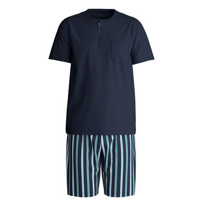 Calida Herren Kurz Pyjama Relax Choise saphir blue 41967