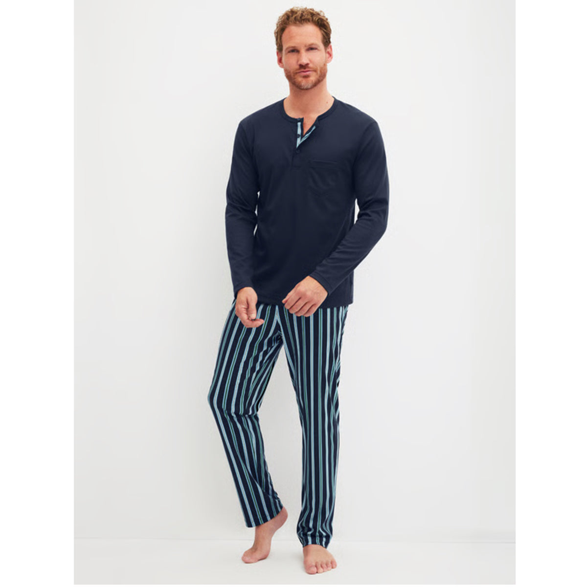 Calida Herren Pyjama lang Relax Choise saphir blue 41968-480