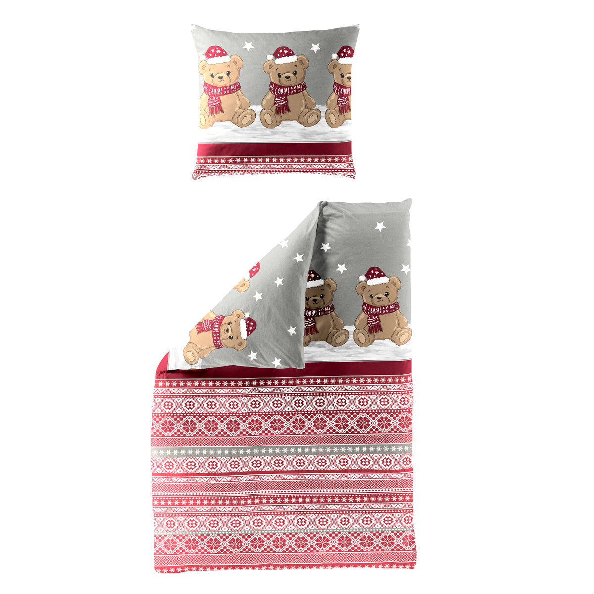 Bettwäsche Bierbaum Biber 4197-60 rot Teddy Weihnachtsbär 135x200