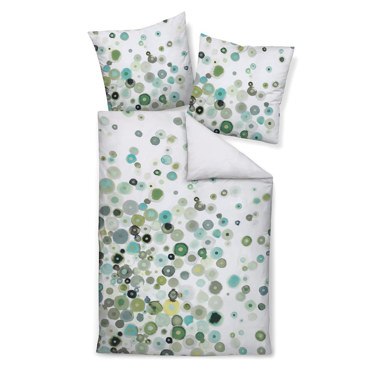 Janine Mako Satin Bettwäsche modern art 42030-16 Punkte mint 135x200