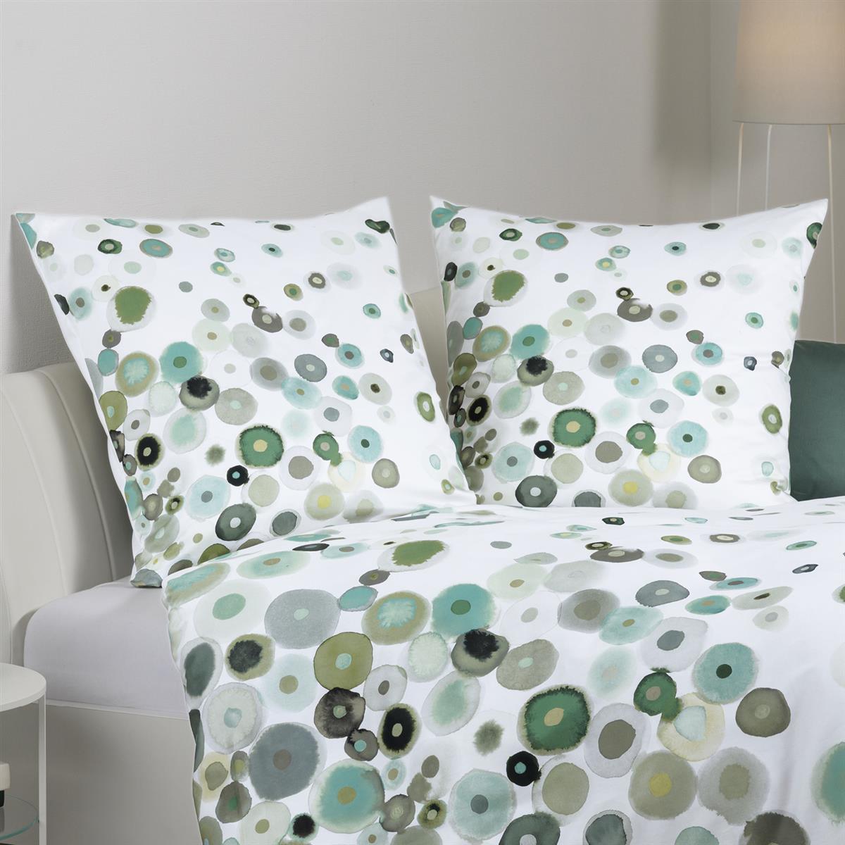 Janine Mako Satin Bettwäsche modern art 42030-16 Punkte mint 135x200