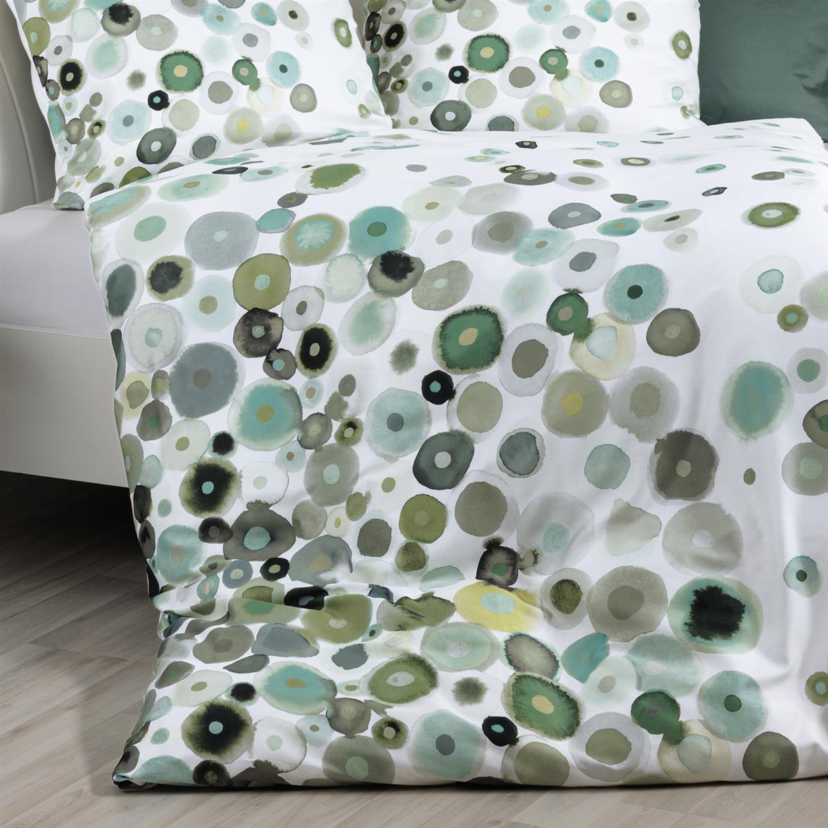Janine Mako Satin Bettwäsche modern art 42030-16 Punkte mint 135x200