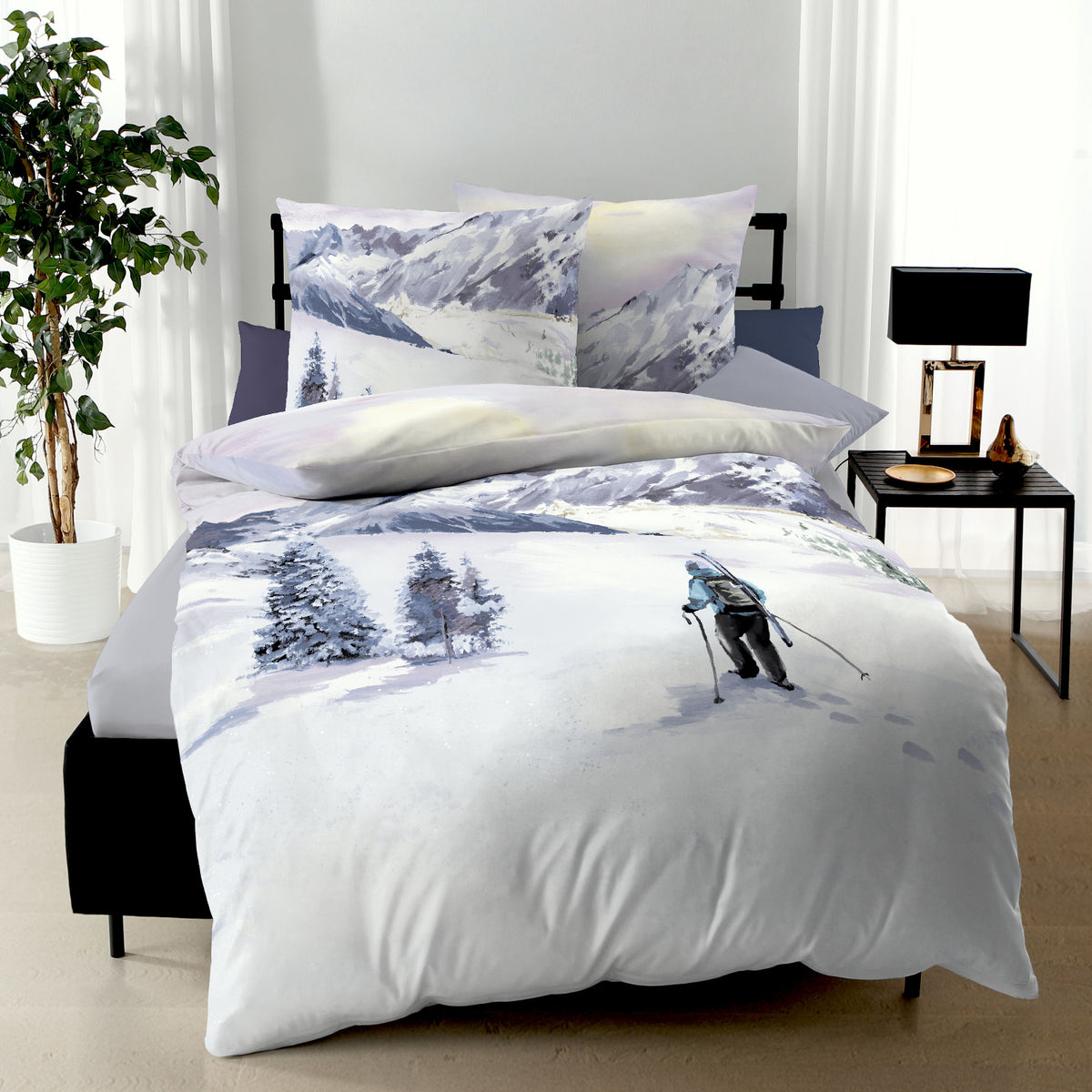 Bettwäsche Kaeppel Biber 421-575 Winter Wanderer mauve schnee 135x200
