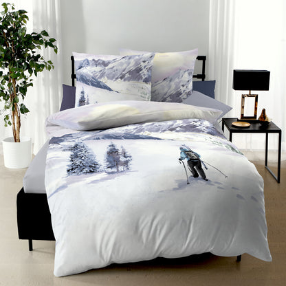 Bettwäsche Kaeppel Biber 421-575 Winter Wanderer mauve schnee 135x200
