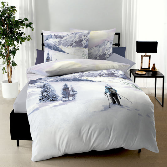 Bettwäsche Kaeppel Biber 421-575 Winter Wanderer mauve schnee 135x200