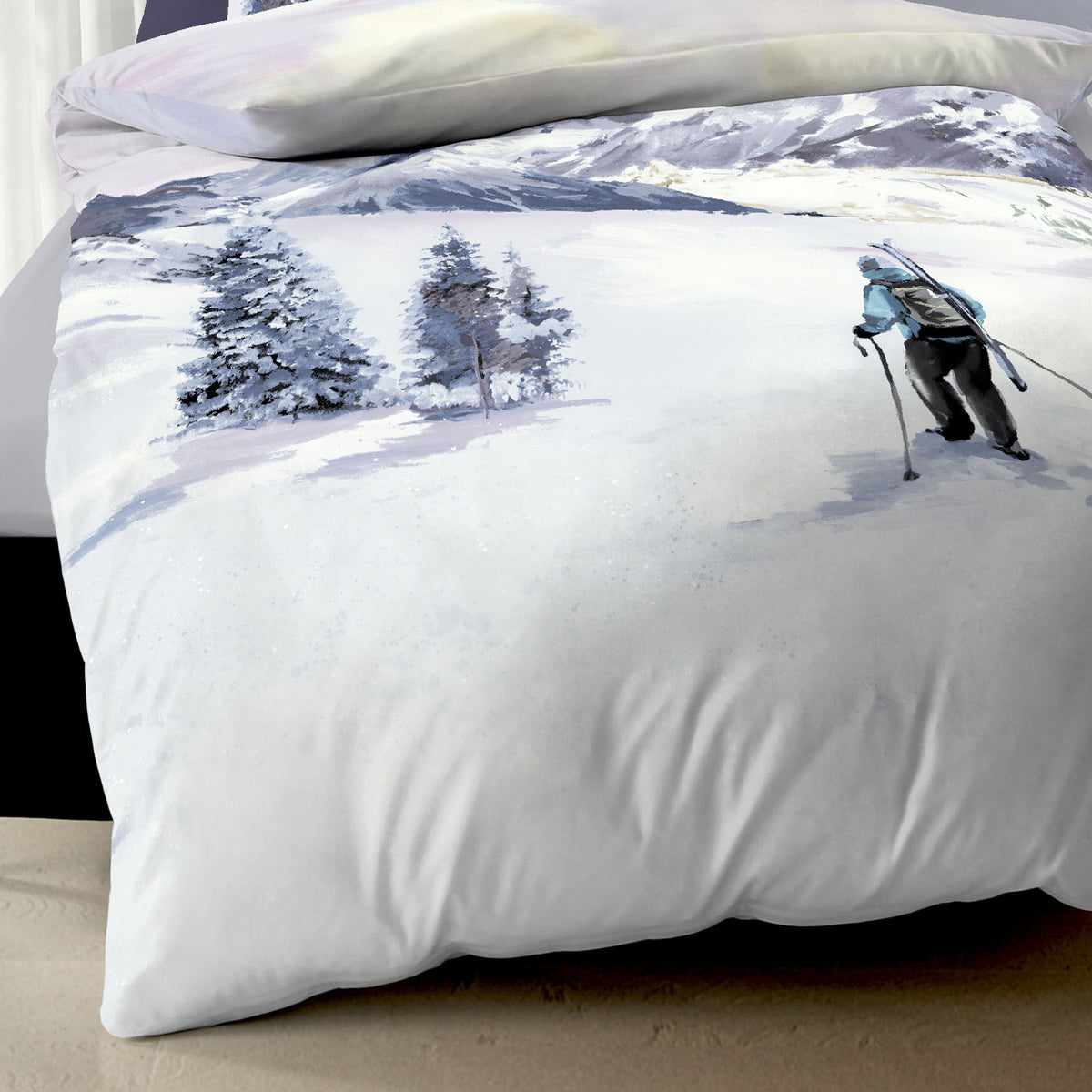 Bettwäsche Kaeppel Biber 421-575 Winter Wanderer mauve schnee 135x200