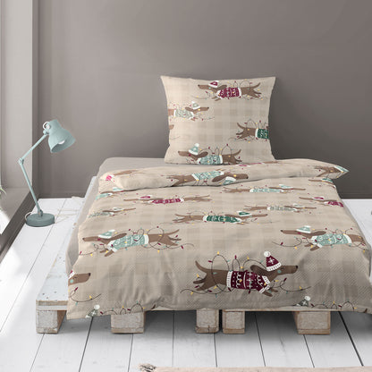 Bettwäsche Dormabell Mako Satin 4211-80 Weihnachts Dackel 135x200