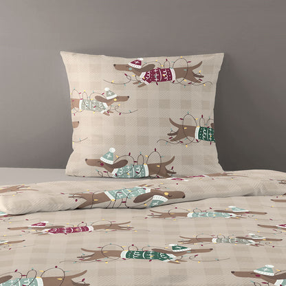 Bettwäsche Dormabell Mako Satin 4211-80 Weihnachts Dackel 135x200