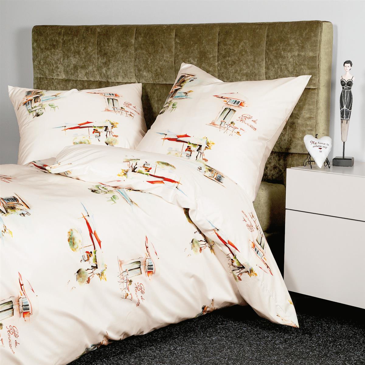 Janine Mako Satin Bettwäsche modern 42124-09 Cafe de Provence 135x200
