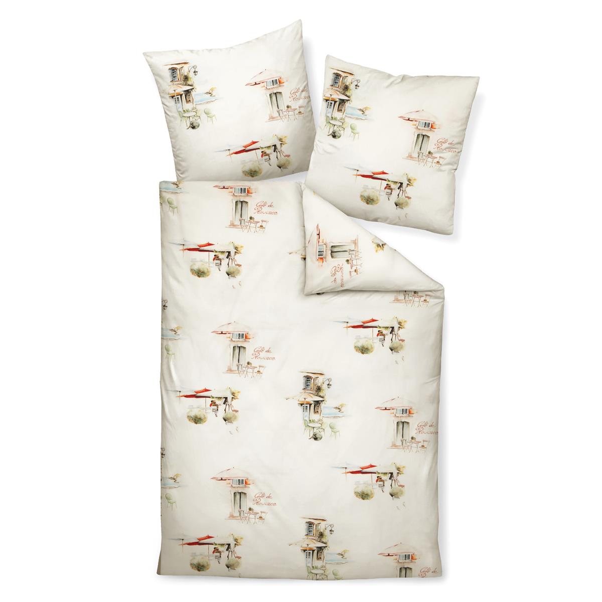 Janine Mako Satin Bettwäsche modern 42124-09 Cafe de Provence 135x200