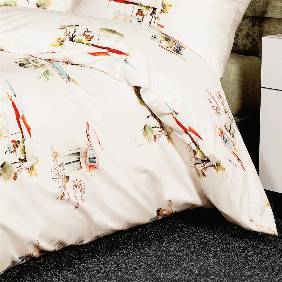 Janine Mako Satin Bettwäsche modern 42124-09 Cafe de Provence 135x200