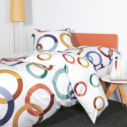 Janine Mako Satin Bettwäsche modern art S 42126-02 Kreise bunt 135x200