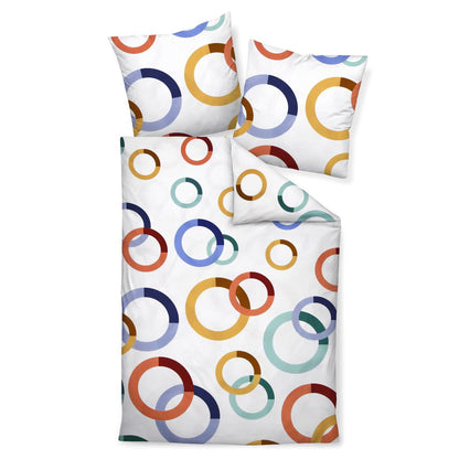 Janine Mako Satin Bettwäsche modern art S 42126-02 Kreise bunt 135x200