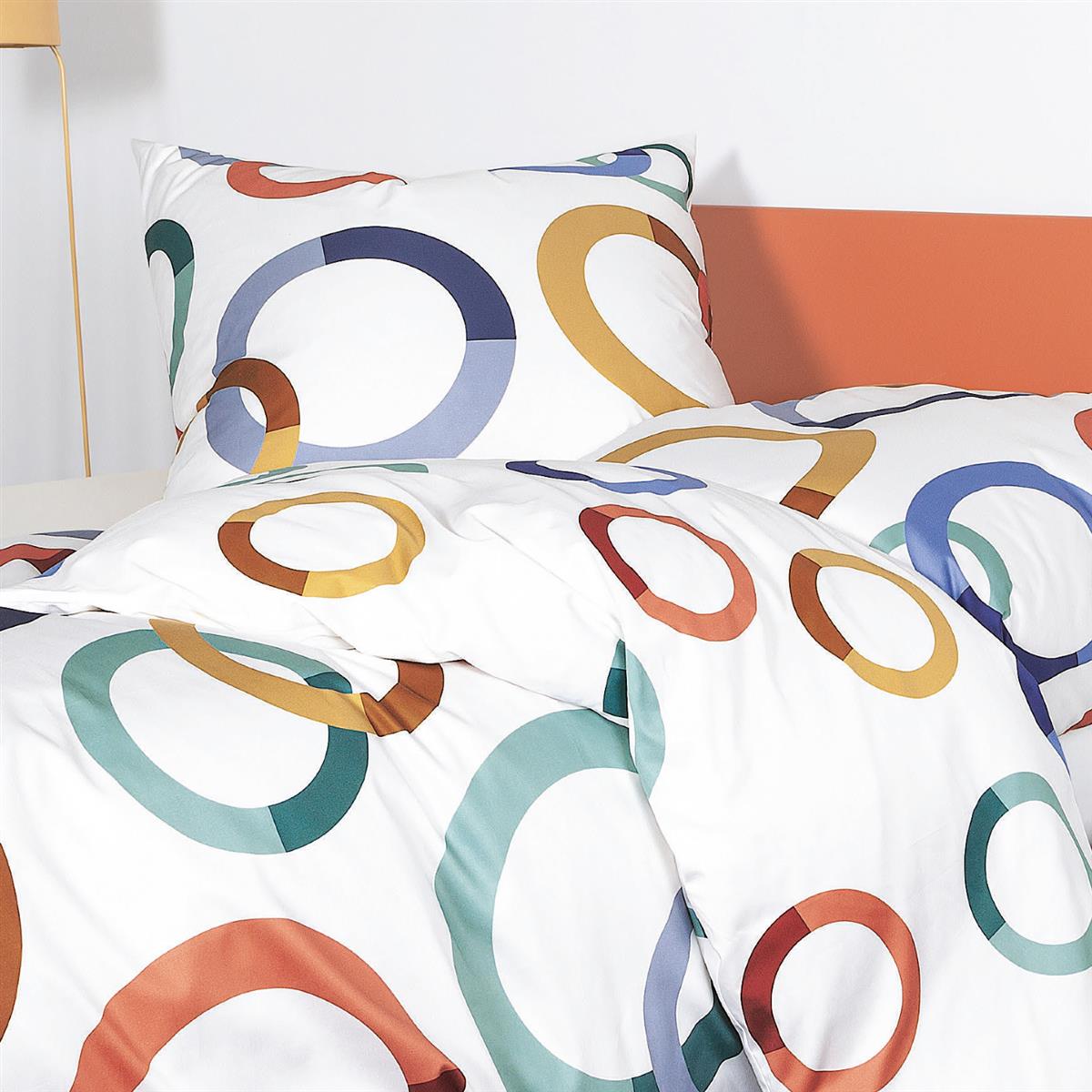 Janine Mako Satin Bettwäsche modern art S 42126-02 Kreise bunt 135x200