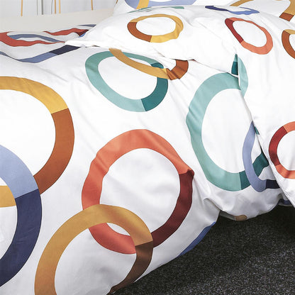 Janine Mako Satin Bettwäsche modern art S 42126-02 Kreise bunt 135x200