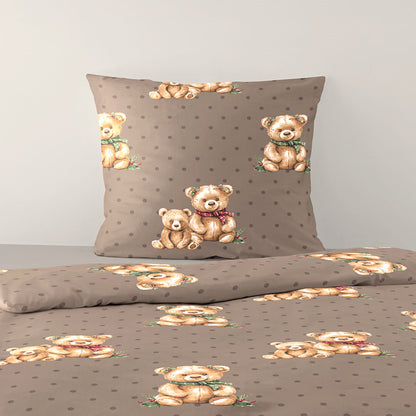 Bettwäsche Dormabell Mako Satin 4212-80 Teddybär Punkte braun 135x200