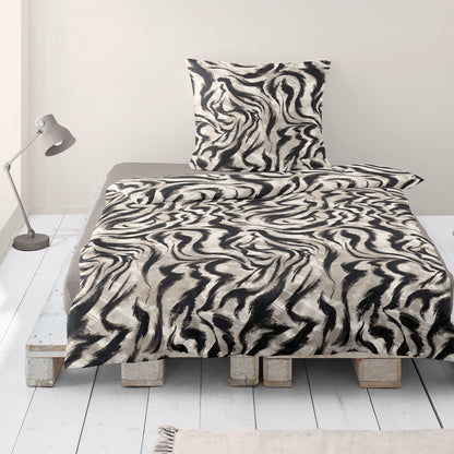 Bettwäsche Sympathica Mako Satin 4213-10 grafit Zebra 135x200