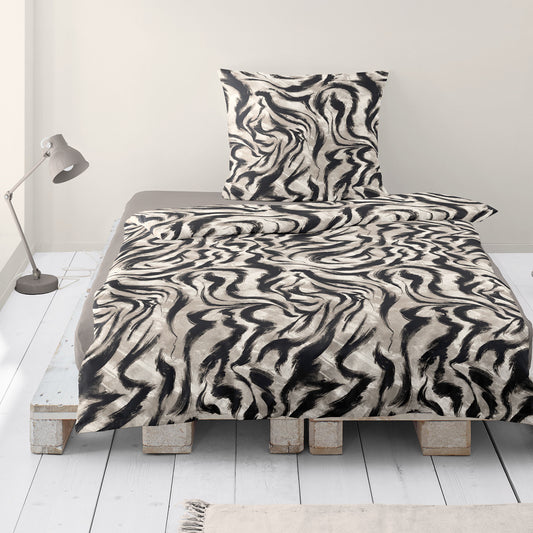Bettwäsche Sympathica Mako Satin 4213-10 grafit Zebra 135x200