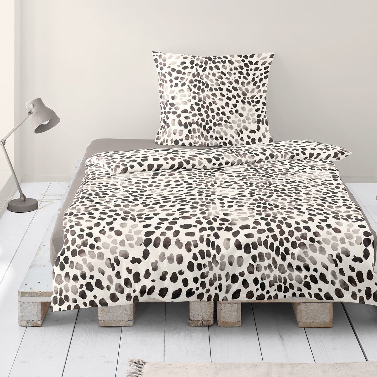 Bettwäsche Sympathica Mako Satin 4214-10 creme Leo Animalprint 135x200
