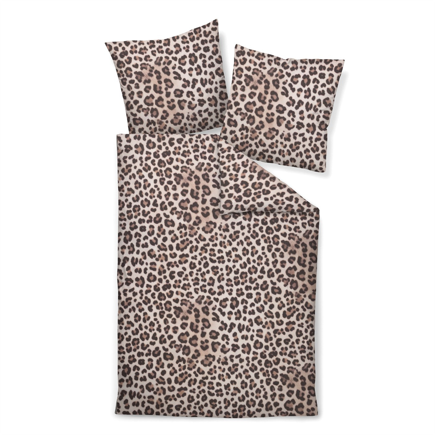 Bettwäsche Mako Satin Modern Art Sand mit Leopardenmuster 135 x 200 cm