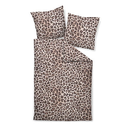 Bettwäsche Mako Satin Modern Art Sand mit Leopardenmuster 135 x 200 cm
