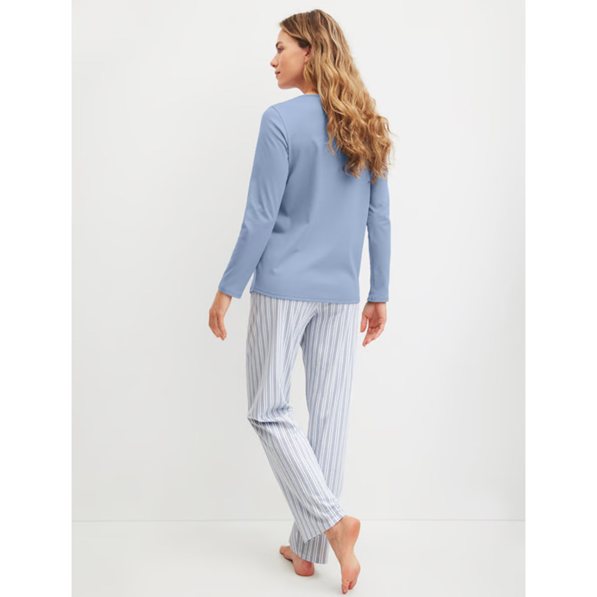 Calida Damen Pyjama Striped Dreams aura blue 42326