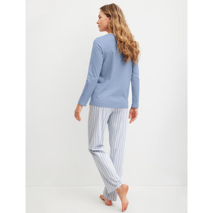 Calida Damen Pyjama Striped Dreams aura blue 42326