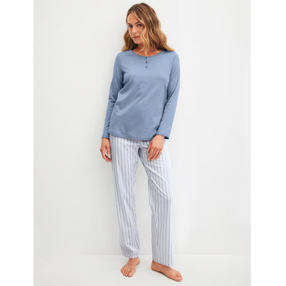 Calida Damen Pyjama Striped Dreams aura blue 42326