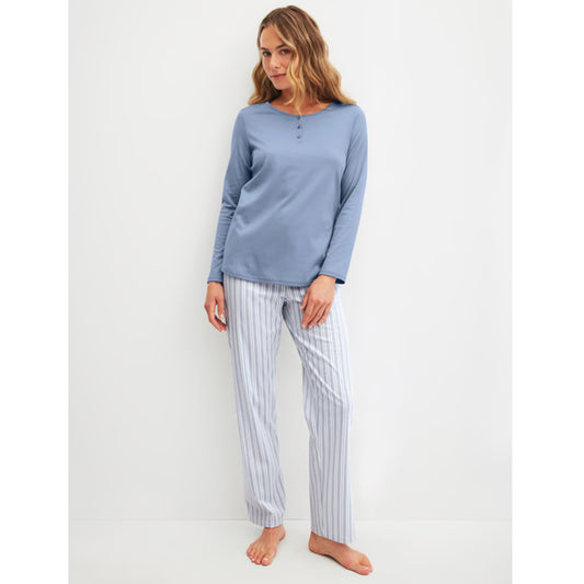 Calida Damen Pyjama Striped Dreams aura blue 42326